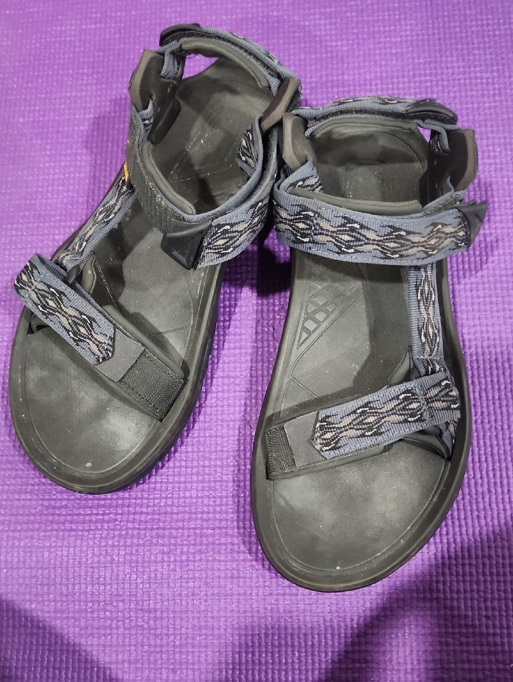 Teva Gray Strappy Outdoor Sandals with Patterned Webbing